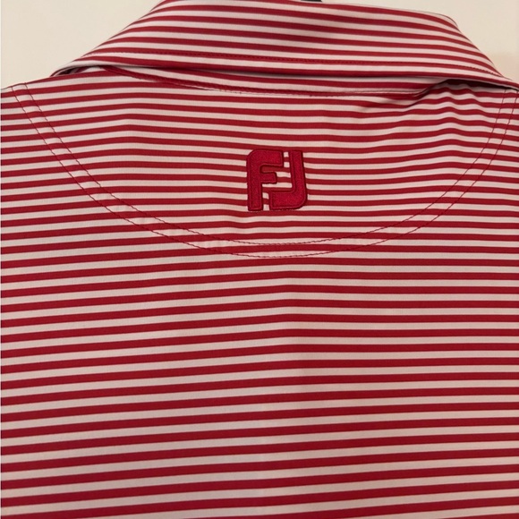 FootJoy Golf Polo Shirt Men’s XL Red White Striped ProDry Performance - Picture 4 of 4